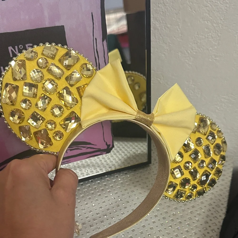 Hand made Yellow Gemstone Disney Ears Headband - Picture 1 of 4
